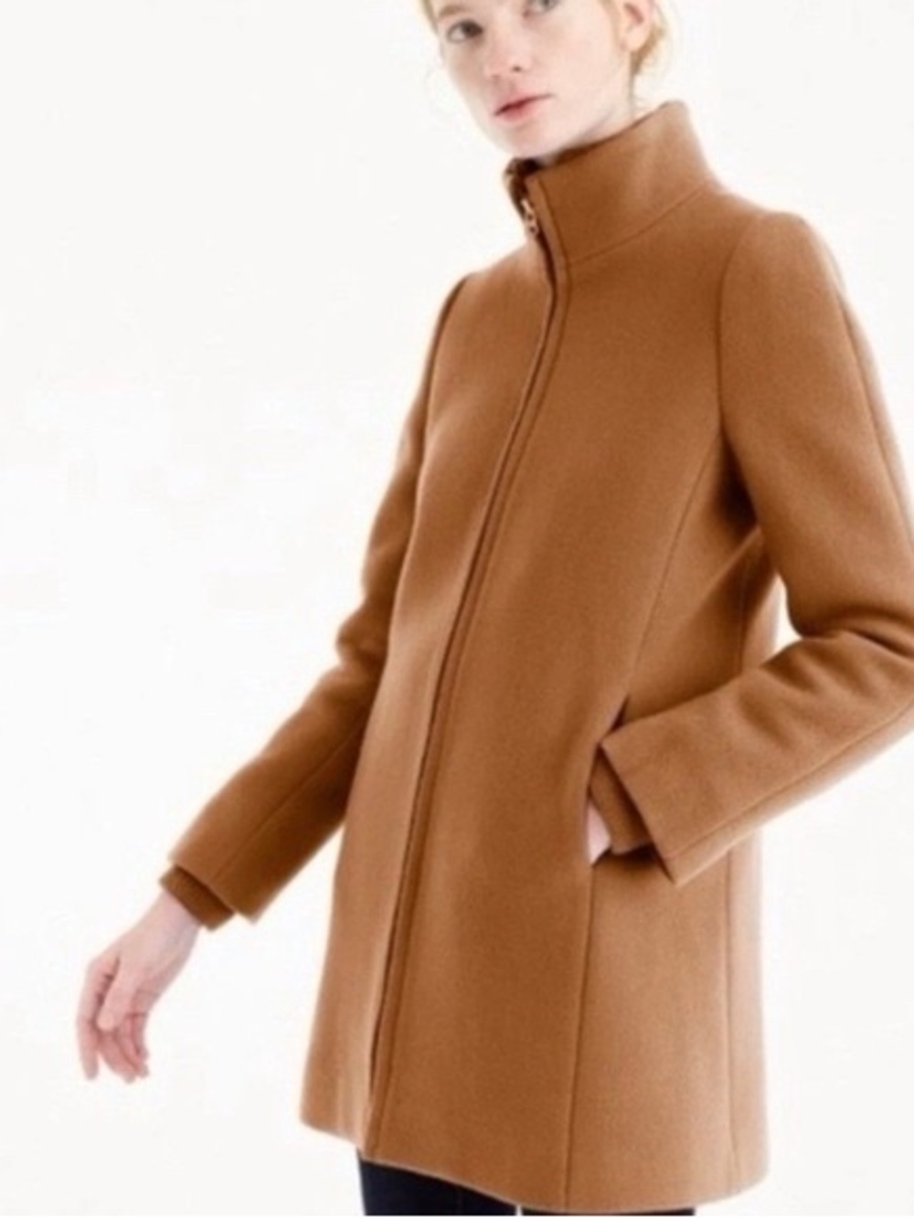 J.Crew Lodge Coat Italian Stadium Cloth Wool Camel Size 4 K0896